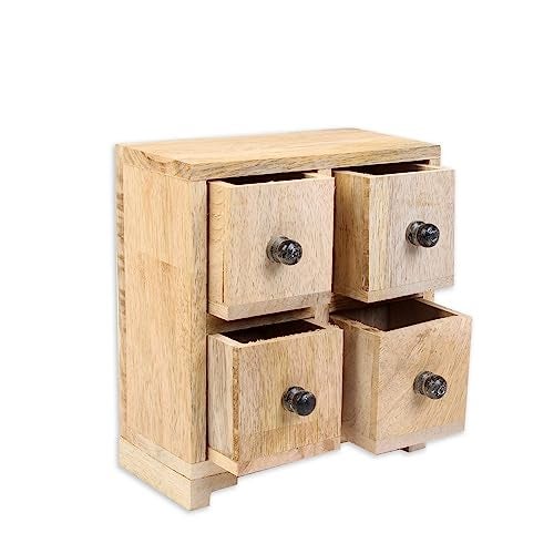 itsy-bitsy Itsy Bitsy Wooden Box for Art and Craft for Storage | Wooden Box for Storage,Jewellery| Chest of Drawers (4 Compartments) 6.5 X 3 X 6inch|Small Wooden Drawer Cabinet Organizer Box - Image 2
