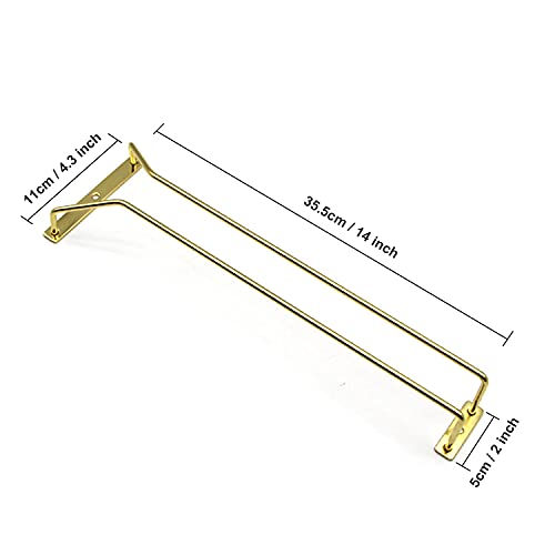 RedDreamer 14-Inch Gold Wine Glass Rack, Under Cabinet Wine Glass Holder Stainless Steel Stemware Rack - Hanging Stemware Holder for Cabinet Kitchen Bar, Set of 2 - Image 2