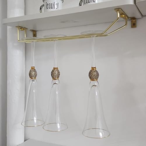RedDreamer 14-Inch Gold Wine Glass Rack, Under Cabinet Wine Glass Holder Stainless Steel Stemware Rack - Hanging Stemware Holder for Cabinet Kitchen Bar, Set of 2 - Image 3