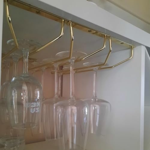 RedDreamer 14-Inch Gold Wine Glass Rack, Under Cabinet Wine Glass Holder Stainless Steel Stemware Rack - Hanging Stemware Holder for Cabinet Kitchen Bar, Set of 2 - Image 4