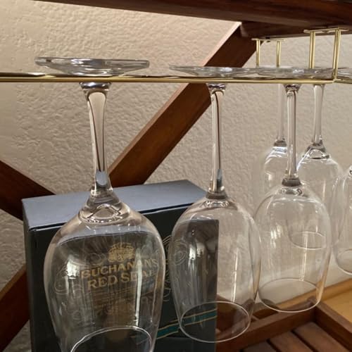 RedDreamer 14-Inch Gold Wine Glass Rack, Under Cabinet Wine Glass Holder Stainless Steel Stemware Rack - Hanging Stemware Holder for Cabinet Kitchen Bar, Set of 2 - Image 5