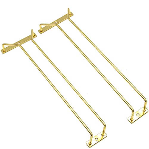 RedDreamer 14-Inch Gold Wine Glass Rack, Under Cabinet Wine Glass Holder Stainless Steel Stemware Rack - Hanging Stemware Holder for Cabinet Kitchen Bar, Set of 2 - Image 1
