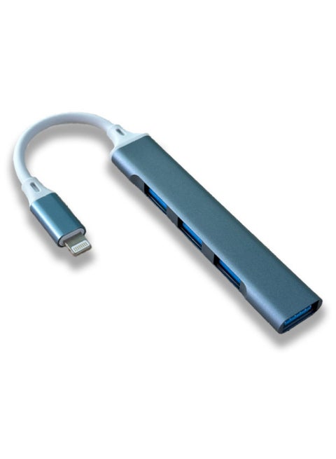 Suitable For Mobile Phone Tablet Computer Four-in-one Type-c To USB3.0 Lu Alloy Docking Station HUB Splitter Otg-Number Of Interfaces:Apple To 4usb Right Angle Gray