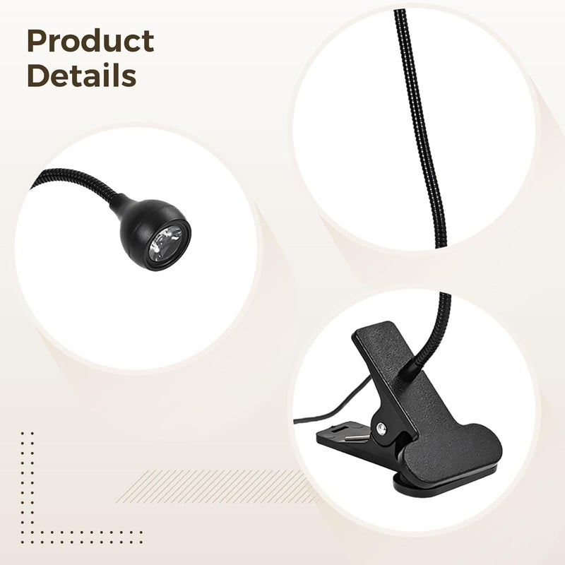 3-Pack Clip-On Desk Nail Lamps with Adjustable Gooseneck, USB Powered, Black - Image 4