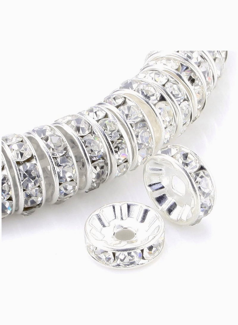 SYOSI Spacer Beads Clear Round Loose Czech Crystal Rhinestone Rondelle for Jewelry Making, Necklace, Bracelets, DIY Making, 200 pcs 6mm  - Image 1