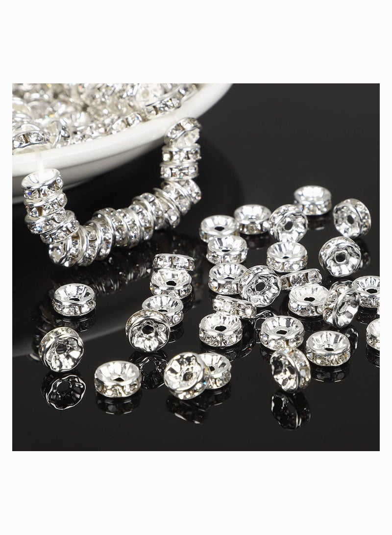 SYOSI Spacer Beads Clear Round Loose Czech Crystal Rhinestone Rondelle for Jewelry Making, Necklace, Bracelets, DIY Making, 200 pcs 6mm  - Image 2