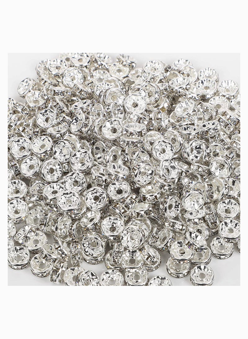 SYOSI Spacer Beads Clear Round Loose Czech Crystal Rhinestone Rondelle for Jewelry Making, Necklace, Bracelets, DIY Making, 200 pcs 6mm  - Image 3