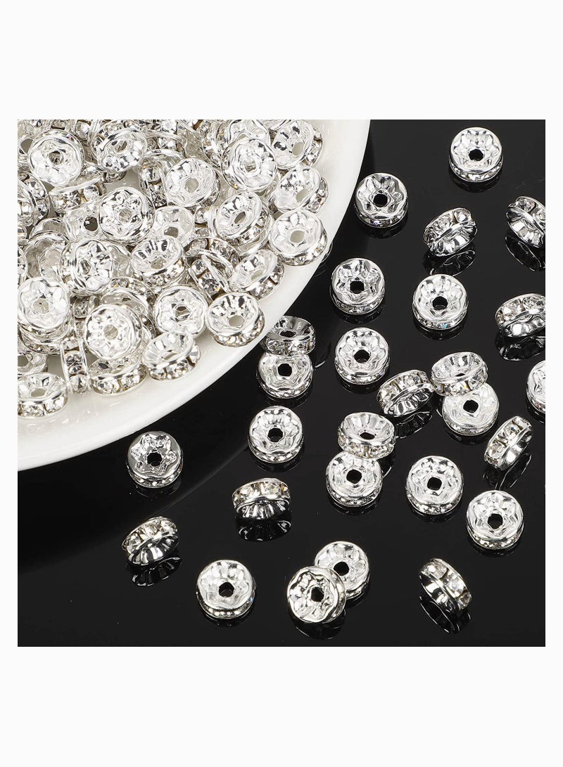 SYOSI Spacer Beads Clear Round Loose Czech Crystal Rhinestone Rondelle for Jewelry Making, Necklace, Bracelets, DIY Making, 200 pcs 6mm  - Image 4