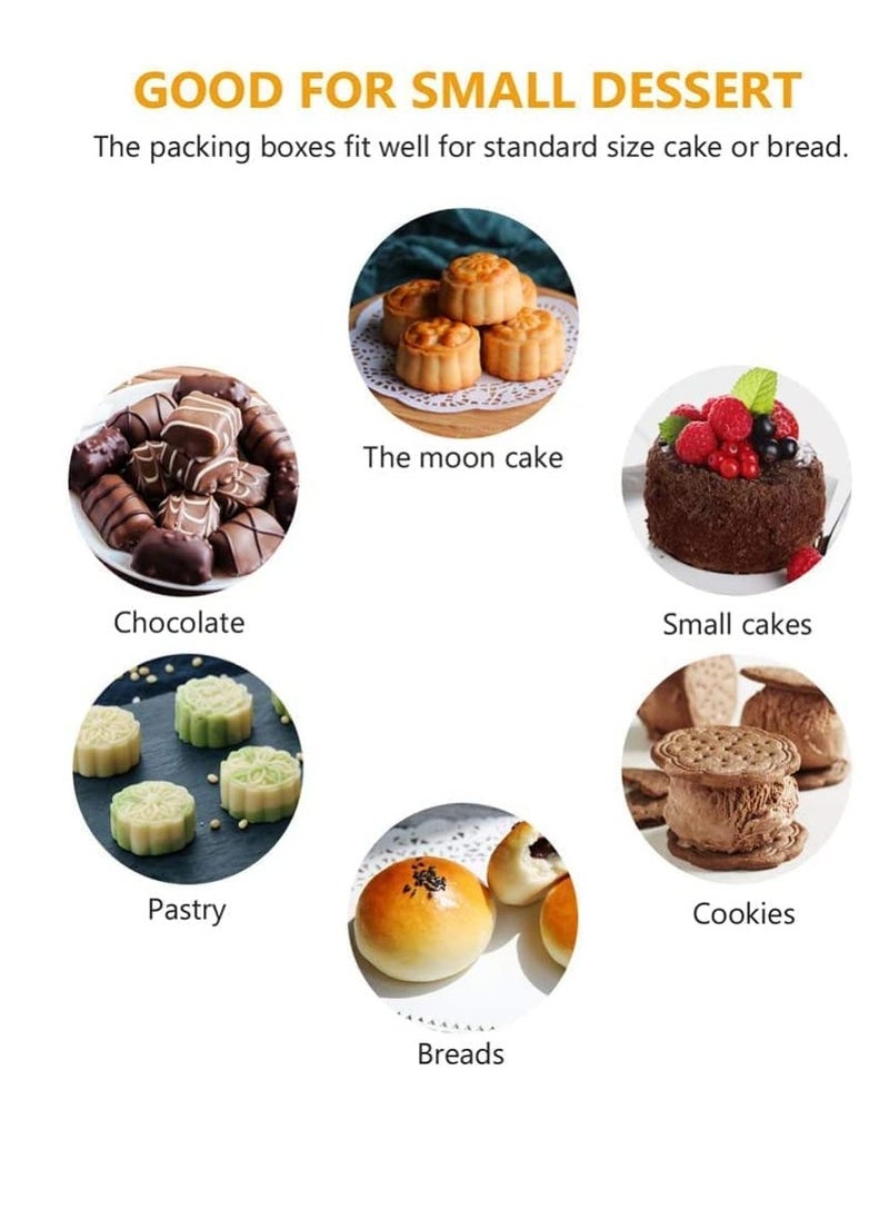 KASTWAVE - Cupcake Boxes Mini Mooncake Box 50Pack Individual Cake Boxes Container Plastic Transparent Mooncake Box Cake Cookies Muffins Box for Baby Shower Wedding Birthday Party Supplies (Gold Base) - Image 1