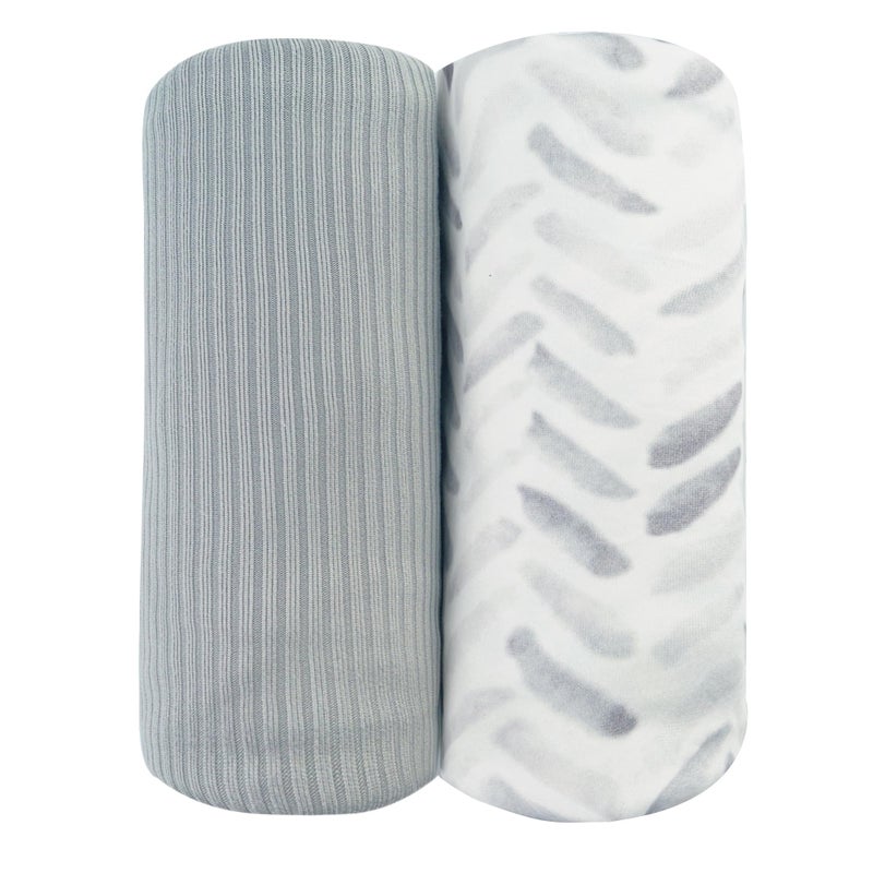 Viviland Jersey Swaddle Blanket Ultra Soft Stretchy Receiving Blanket Newborn Swaddle Wrap for Boys Girls 40 x 30 inches 2 Pcs