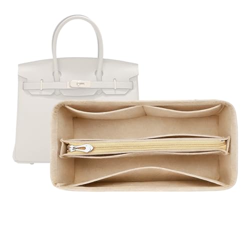 Lckaey Purse Organizer for Hermes birkin bag 25 Felt organizer insert Y013M Pull beigeS - Image 1