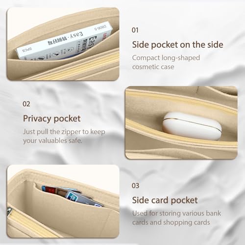 Lckaey Purse Organizer for Hermes birkin bag 25 Felt organizer insert Y013M Pull beigeS - Image 3