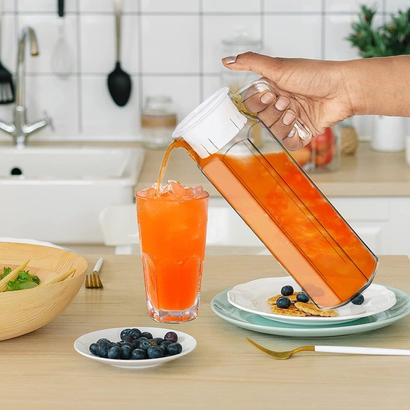 BRUSHFINCH Glass Pitcher with Lid 1100 ml Glass Water Pitcher Iced Tea Jug Sun Tea Pitcher Lemonade Pitcher Juice Pitcher Mixed Drink Pitcher Carafe with Handle and Lid 1pc Clear - Image 5