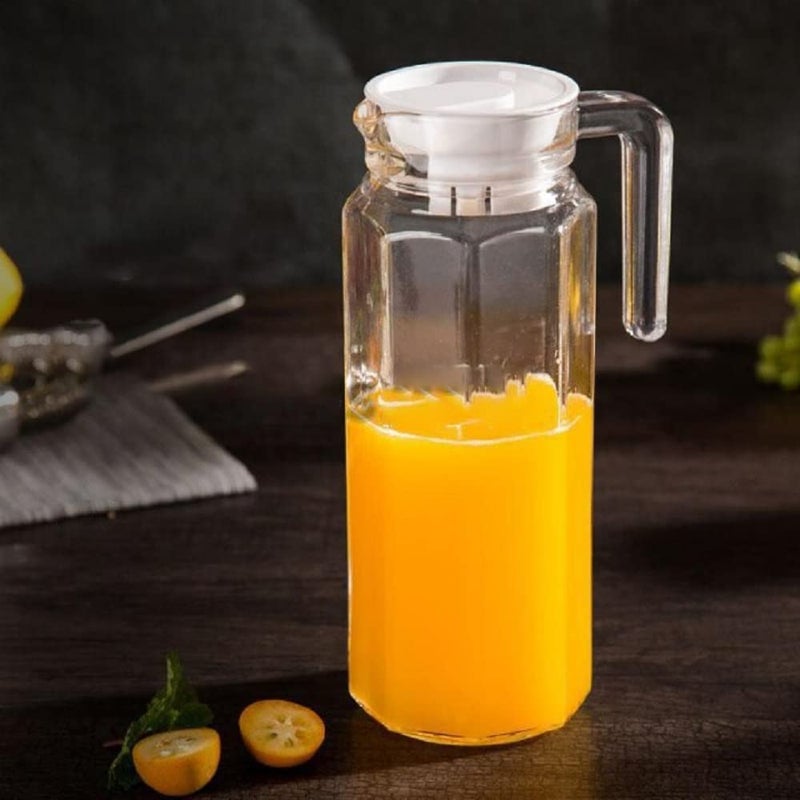 BRUSHFINCH Glass Pitcher with Lid 1100 ml Glass Water Pitcher Iced Tea Jug Sun Tea Pitcher Lemonade Pitcher Juice Pitcher Mixed Drink Pitcher Carafe with Handle and Lid 1pc Clear - Image 3