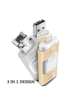 i-Flash 3 in 1 Usb Flash Drive Expand Memory Stick Otg Pendrive for iphone iPad Android PC 64GB Gold  - Image 2