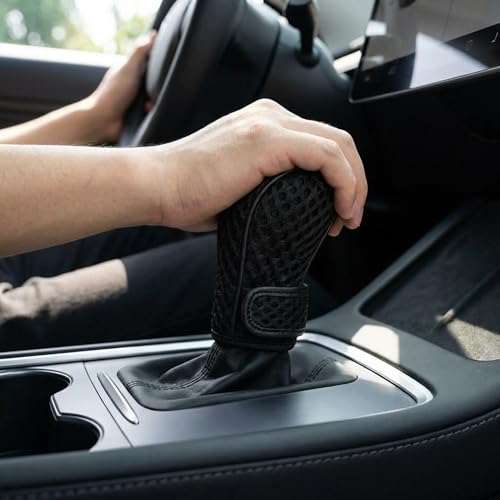 SARTE Gear Shift Knob Cover Anti-Slip, Breathable Cotton mesh Anti-Scratch Shift Handle Protector Premium Gear Knob Cover for All Cars Universal fit (Black) - Image 4