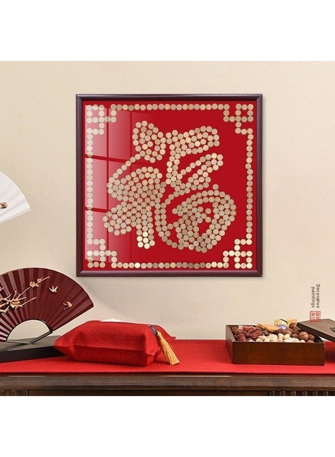 Best Friend Wedding Gift Coin Photo Frame Template Diy Handmade Gift Flocking Cloth 5 50 Cents Mao Xi Zi Xi Zi-Color:Mahogany Color Fangfu 60-60 Requires 437 Wedding Coins - Complete Set Of Photo Frames * Dispensing Glue * Velvet Template * Gift Bag - Image 1