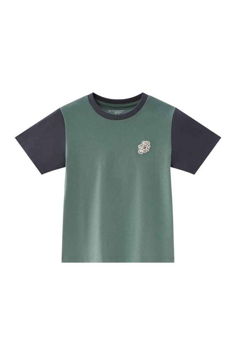 جيوردانو تيشيرت مطبوع برسومات للأطفال باللون الأخضر