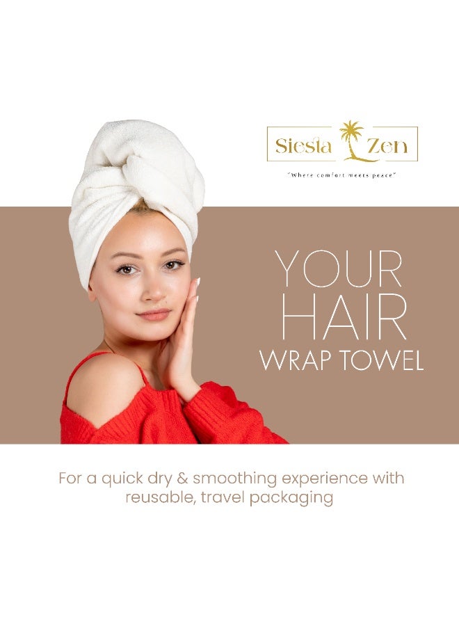 Siesta Zen Premium 100% Pure Combed Cotton Soft Hair Towels, Easy Button to Hold for Women & Kids with Wet, Curly Long Thick Hair, Anti-Frizz Quick Dry Towel Turban Super Ultra Absorbent (Navy & Pink (2 Pcs)) - Image 5