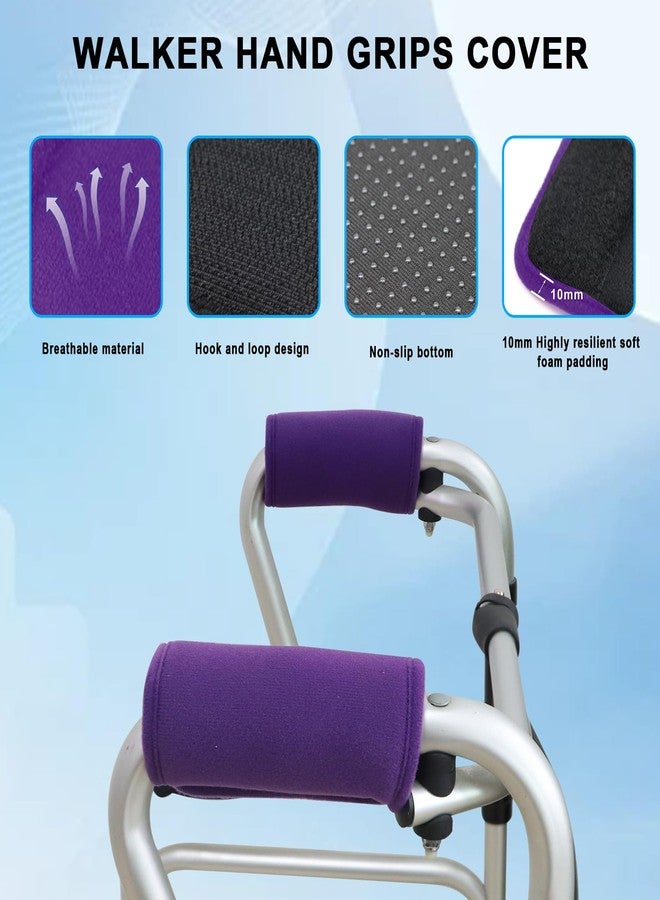 Bcautay 2 Pcs Walker Handle Cushions Walker Grip Covers Pads Walker Padded Hand Grip Covers for Rolling Wheelchair Walker Elderly Grippers Rollator Handle (Purple) - Image 3