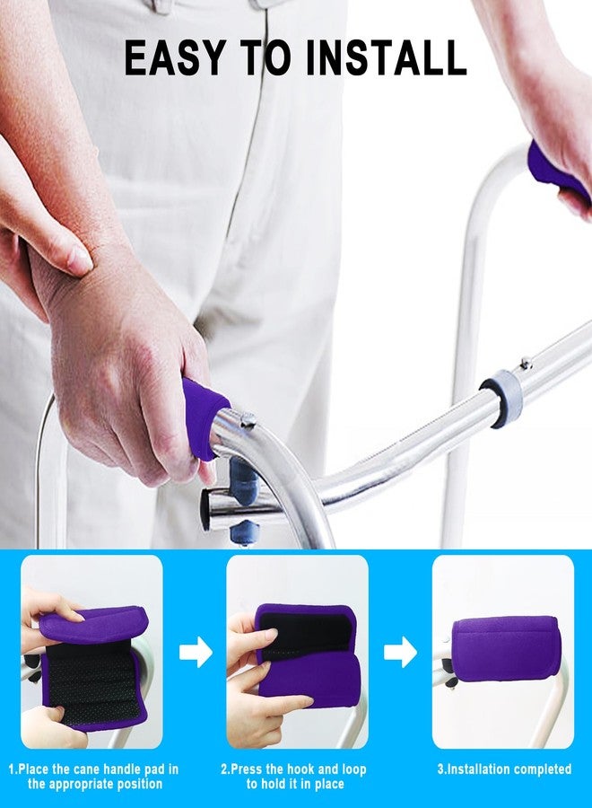 Bcautay 2 Pcs Walker Handle Cushions Walker Grip Covers Pads Walker Padded Hand Grip Covers for Rolling Wheelchair Walker Elderly Grippers Rollator Handle (Purple) - Image 4