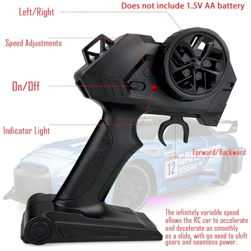 HTURCCOP 124 RC Drift 24GHz with LED Light Race Car Toys for Boys and Girls Aged 6 Speed Adjustable up to 23KmH HighSpeed RC Racing Cars Toy Gift for Boys Girls Blue - Image 5