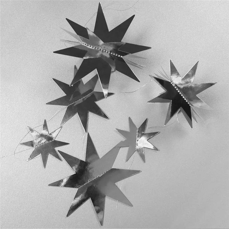 3D Star Garland 200cm Silver Thick Double-Sided Cardboard - Versatile Reusable Stretch Garland - Hanging Star Decoration for Festive Celebrations Home Decor Photo Shoots - Image 1