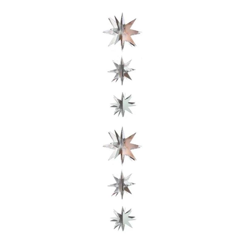 3D Star Garland 200cm Silver Thick Double-Sided Cardboard - Versatile Reusable Stretch Garland - Hanging Star Decoration for Festive Celebrations Home Decor Photo Shoots - Image 2