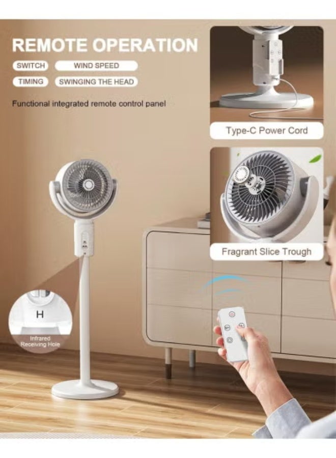 جاجيك Standing Fan F1 – 180° + 90° Oscillating Pedestal Fan with DC Motor, 5-Speed Quiet Cooling Floor Fan with Remote Control, 8H Timer, Adjustable Height Air Circulator for Bedroom, Living Room & Home – White - Image 4