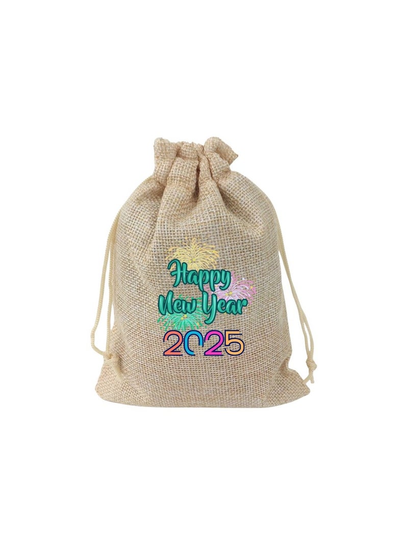 PRINTSHOP4ME New Year Jute Burlap Gift Bags–Set Of 12 Reusable Eco-Friendly Drawstring Sacks–Perfect For New Year Celebrations,Festive Gifting And Party Favors  - Image 1
