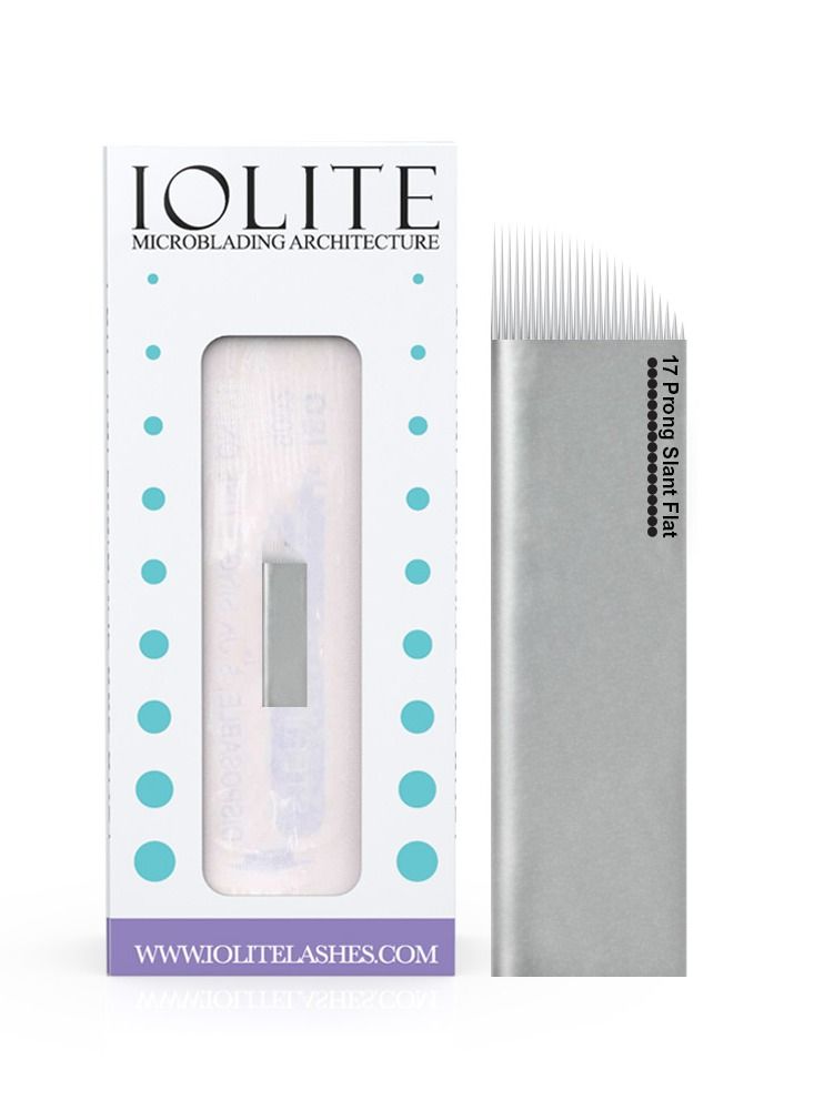 IOLITE Microblading needles 17 prong slant flat needle spmu needles size 25mm one time use disposable blade Sterile packaged 12pcs - Image 1