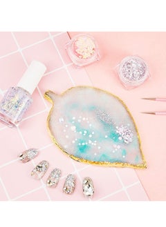 SYOSI Nail Art Palettes, Nail Mixing Palette Polish Color, Mixing Plate Golden Edge Resin Nail Holder, Nail Art Display Cosmetic Mixing Tools Leaf Shape, Nail Art Gel Nail Polish, 3 Pieces  - Image 4