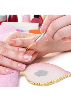 SYOSI Nail Art Palettes, Nail Mixing Palette Polish Color, Mixing Plate Golden Edge Resin Nail Holder, Nail Art Display Cosmetic Mixing Tools Leaf Shape, Nail Art Gel Nail Polish, 3 Pieces  - Image 2