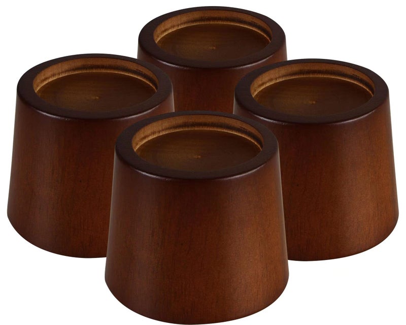 OneDream Wood Bed Furniture Risers Blocks  3 inch Set of 4 Bed Risers Heavy Duty Solid Wood Round Risers support 8000 lbs Sofa Riser with NonSlip Pad Create Storage Space and Easy cleaning for the sweeper 