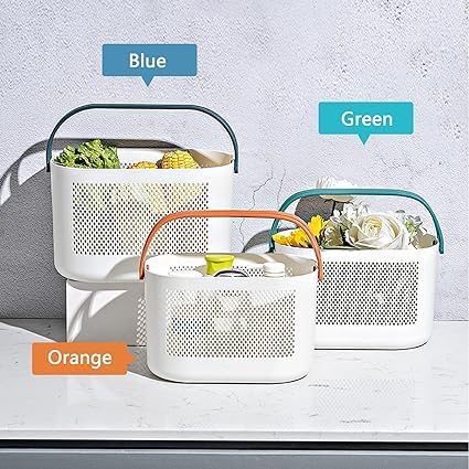 GNEY Multipurpose Shower Caddy Basket With Handle Portable Shelf Tote OrganizerMultiple Drain Holes Stylish Basket For Bathroom Kitchen Dorm Room Green - Image 4