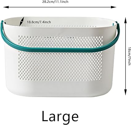 GNEY Multipurpose Shower Caddy Basket With Handle Portable Shelf Tote OrganizerMultiple Drain Holes Stylish Basket For Bathroom Kitchen Dorm Room Green - Image 2
