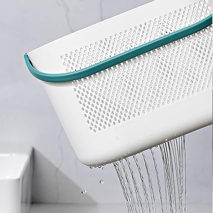GNEY Multipurpose Shower Caddy Basket With Handle Portable Shelf Tote OrganizerMultiple Drain Holes Stylish Basket For Bathroom Kitchen Dorm Room Green - Image 3