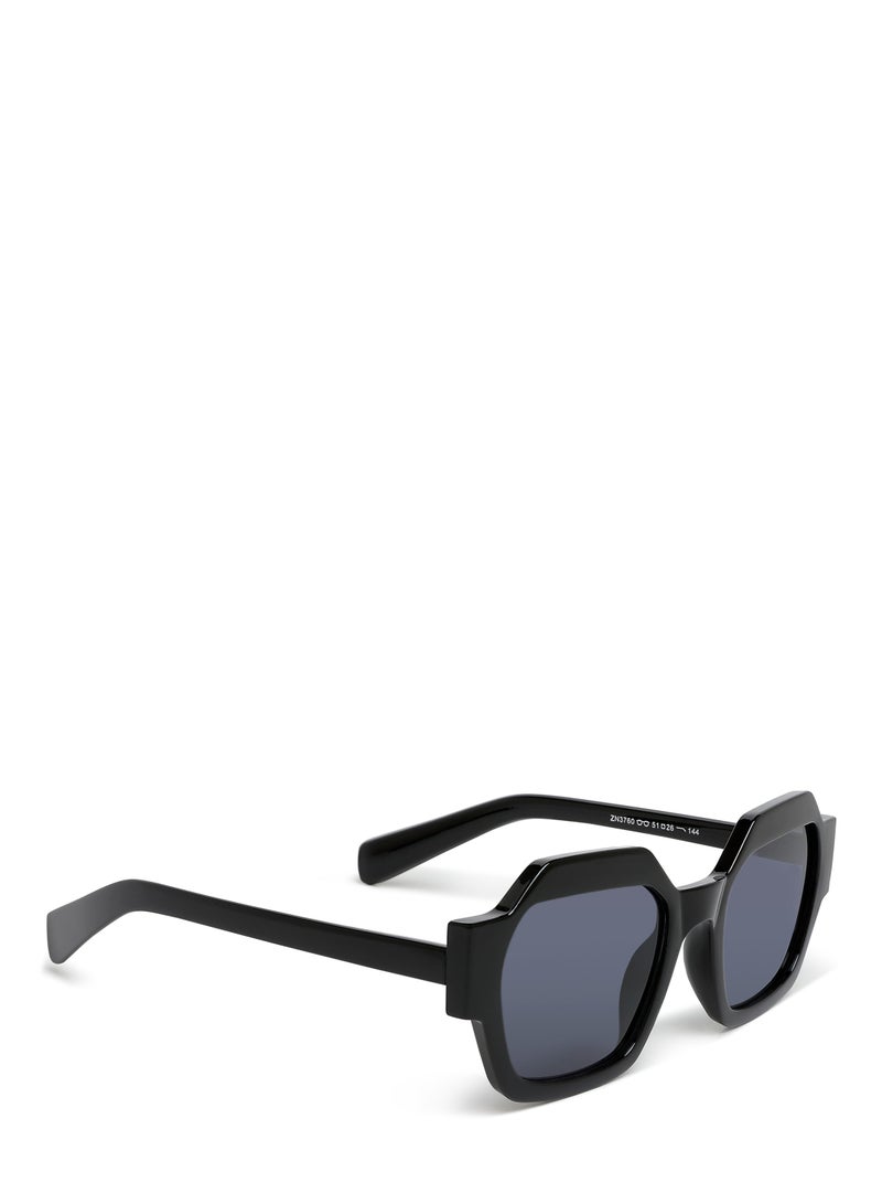London Rag Bold Bevel Square Sunglasses in Black - Image 2