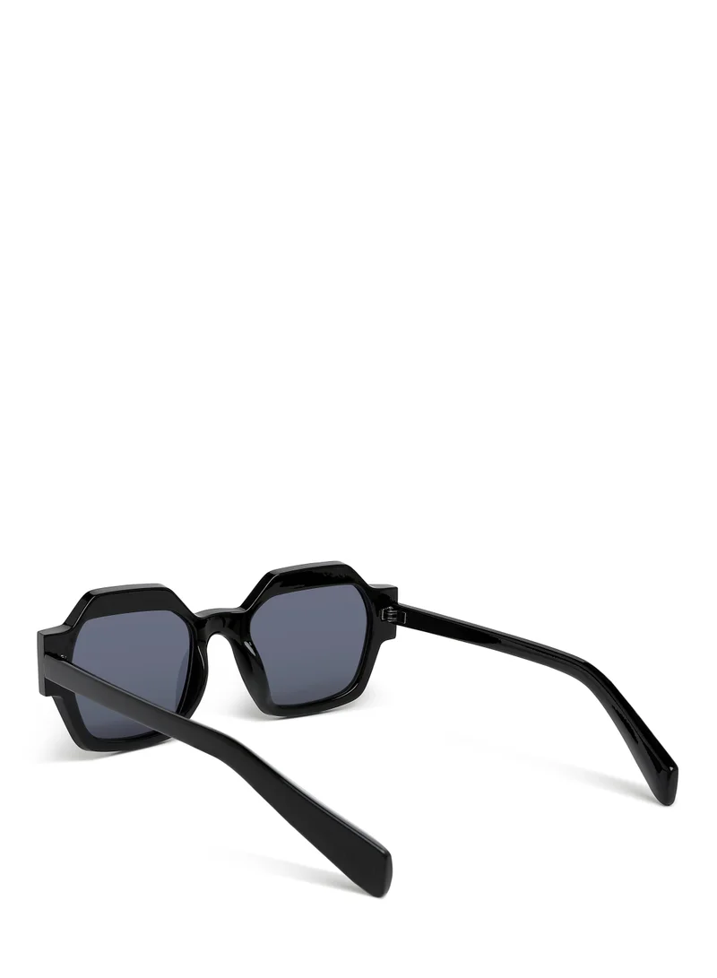 London Rag Bold Bevel Square Sunglasses in Black