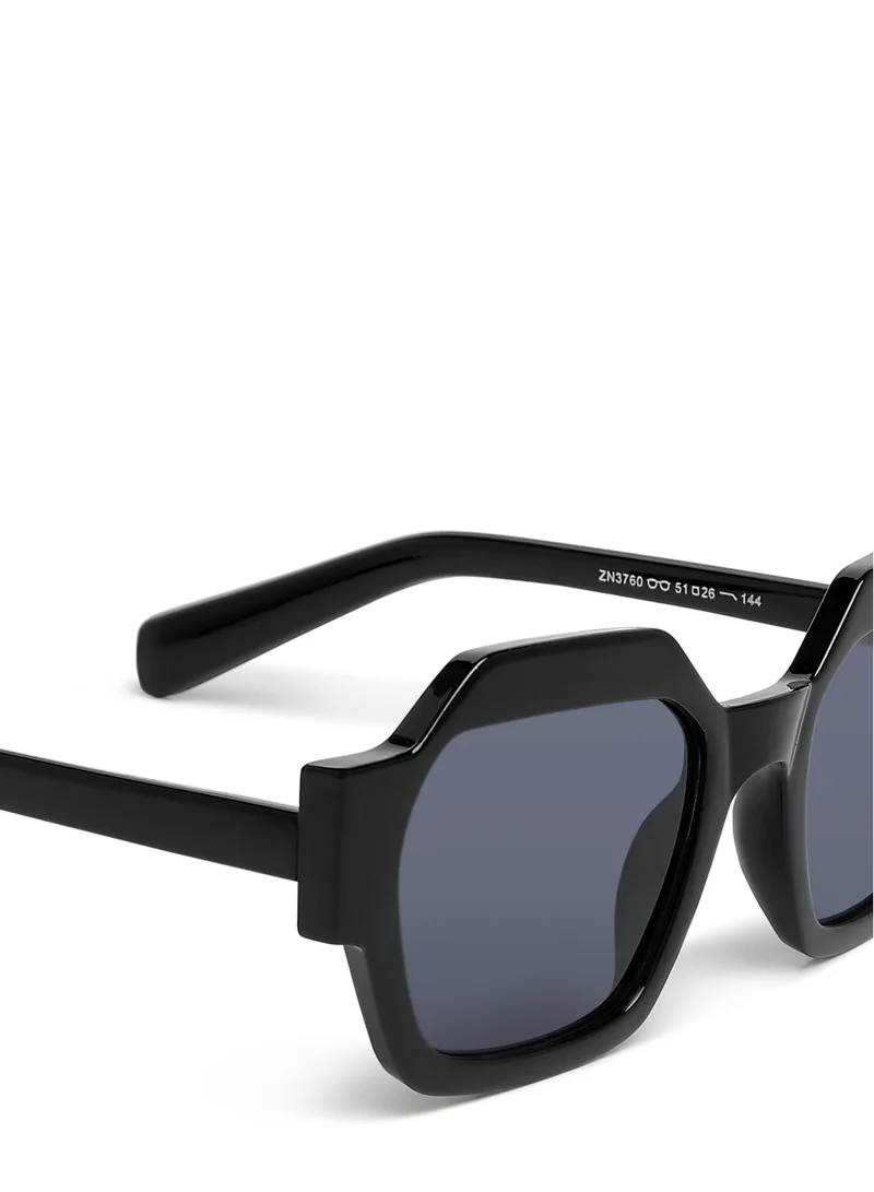 London Rag Bold Bevel Square Sunglasses in Black