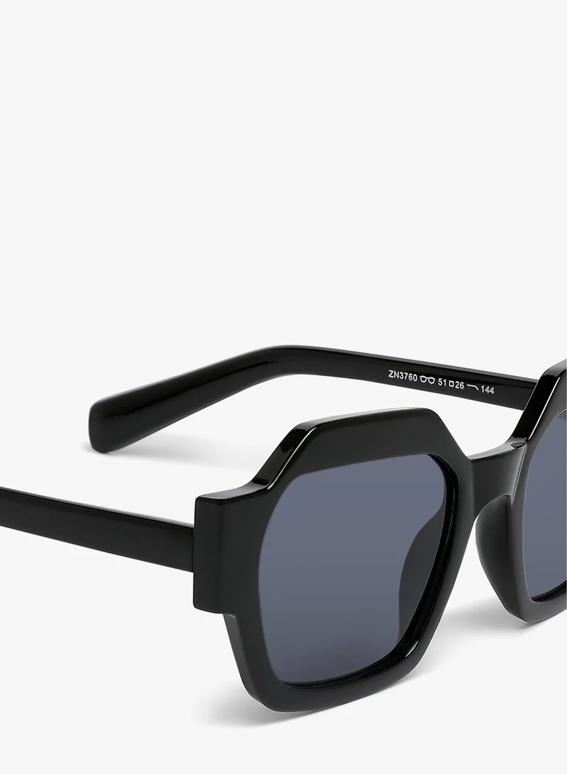 London Rag Black Bold Bevel Square Sunglasses in Black for Women | Best Price UAE
