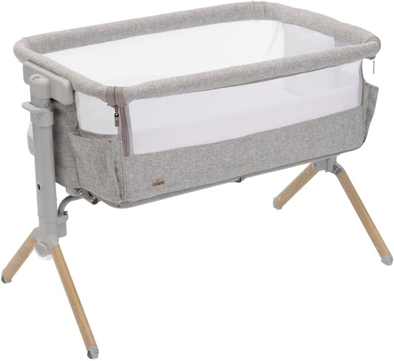 Chicco Next2Me Armonia Bedside Crib from Birth up to 6 Months, Co-Sleeping Crib with Motion Sensor Night Light, Adjustable Height, Storage Pockets and Mattress - Image 1
