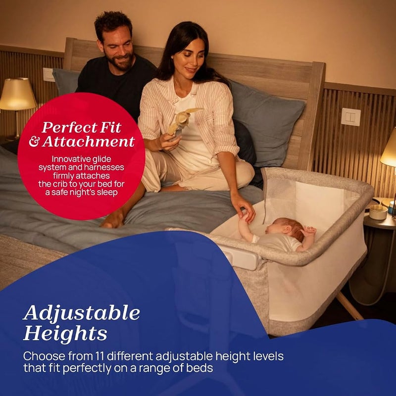 Chicco Next2Me Armonia Bedside Crib from Birth up to 6 Months, Co-Sleeping Crib with Motion Sensor Night Light, Adjustable Height, Storage Pockets and Mattress - Image 5