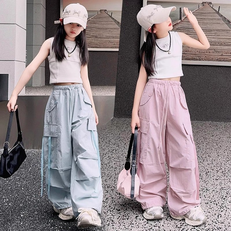 Girls' Workwear Casual Pants Arrival Big Kids Girls Fashionable Loose Spice Girl Style Ribbon Long Pants - Image 3