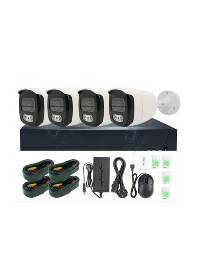 كروني نظام كاميرات مراقبة منزلية كروني بدقة 4K و8 ميجابكسل مع 4 قنوات DVR و4 كاميرات خارجية مقاومة للماء - رؤية ليلية كاملة الألوان، تسجيل على مدار الساعة، تطبيق جوال، صوت، للمنزل/الشركة - Image 1