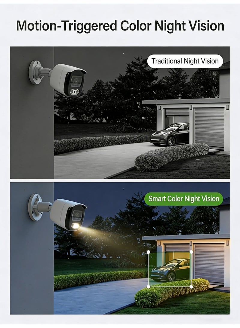 كروني نظام كاميرات مراقبة منزلية كروني بدقة 4K و8 ميجابكسل مع 4 قنوات DVR و4 كاميرات خارجية مقاومة للماء - رؤية ليلية كاملة الألوان، تسجيل على مدار الساعة، تطبيق جوال، صوت، للمنزل/الشركة - Image 3