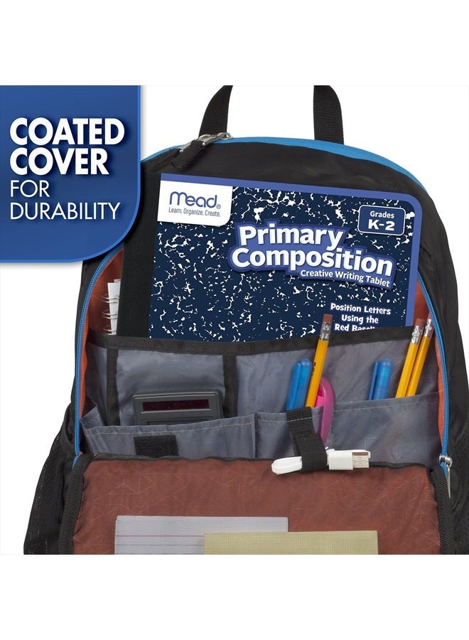 Mead دفتر ملاحظات أساسي، ورق مسطر عريض، كتيب كتابة للصفوف K-2، 9-3/4" × 7-1/2"، 100 ورقة، رخام أزرق (09902) - Image 5