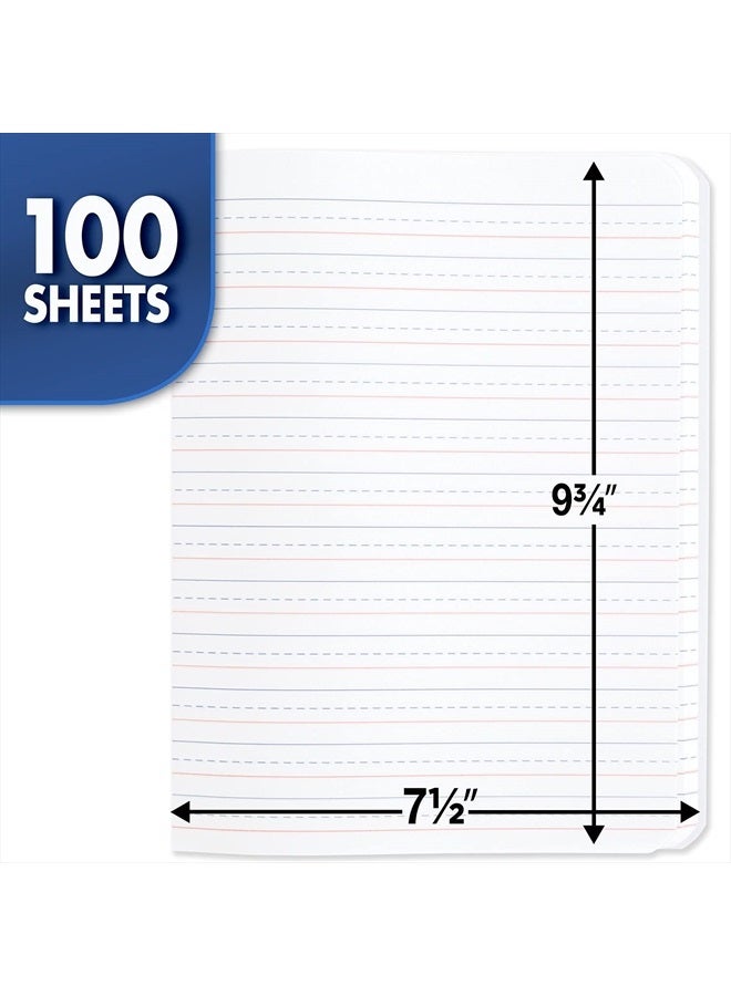 Mead دفتر ملاحظات أساسي، ورق مسطر عريض، كتيب كتابة للصفوف K-2، 9-3/4" × 7-1/2"، 100 ورقة، رخام أزرق (09902) - Image 2