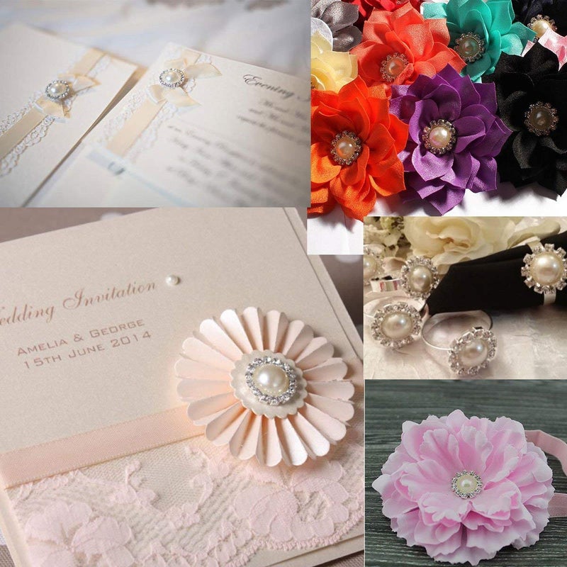 ALEXCRAFT Wholesale 20 PCS Retro Vintage Round Crystal Ivory Faux Pearl Rhinestone Buttons Bulk,18MM (Flatback) - Image 2