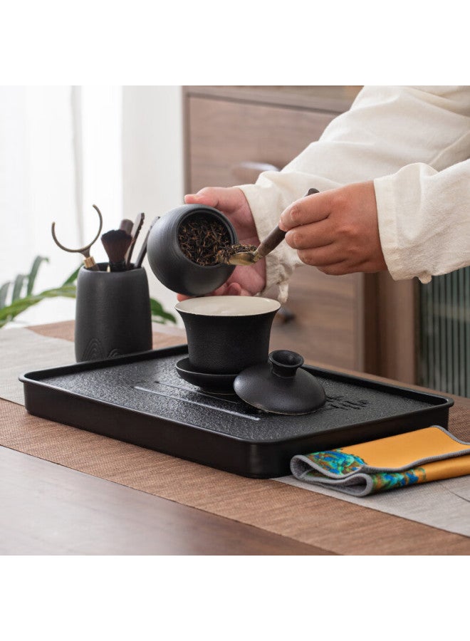 Luyan | Jinghong Yun Zhen Nude Price · Kung Fu Tea Set With Teacups And Teapot, High-end Black Pottery Gaiwan With Handle, 6-piece Set - Image 2